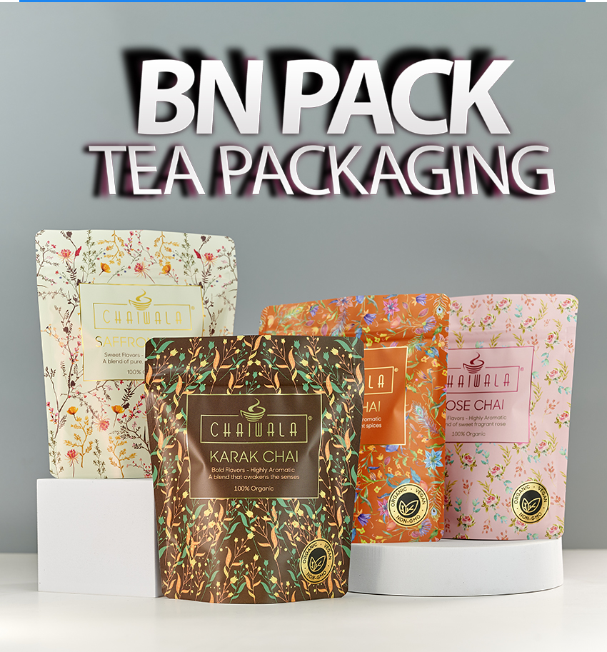 Customized Design And Size Mylar Plastic Tea Packaging Stand Up Bag For Leaves Tea