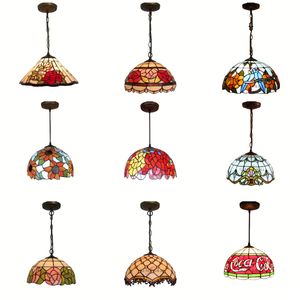 Vendita all'ingrosso e diretta di paralumi in vetro colorato a mosaico colorato in stile <span class=keywords><strong>Tiffany</strong></span> Lampada a sospensione lampadari a LED da 12 pollici - Product Image 1