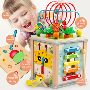 10-In-1 Educational Learning Toy with Bead Maze and Shape Sorter Developmental Wooden Gift 18M+ Kids Wooden Activity <strong>Cube</strong> - Product Image 2