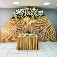 Décorations de mariage : Rideaux en tissu en forme d'éventail, toile de fond de scène de fête, support de toile de fond de mariage, rideau de fond semi-circulaire