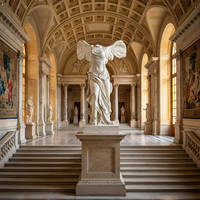 Statue de la déesse de la victoire de Samothrace en marbre blanc, taille réelle, sculptée à la main, sculpture classique en marbre avec ailes, pour exposition en place publique