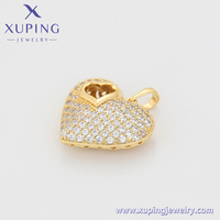 Bijoux Xuping, pendentif en forme de cœur de style hip-hop, plaqué or 14 carats, serti de pierres brillantes
