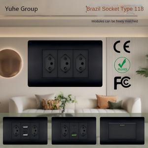 Brazilian Modern Touch Panel 10A Durable PC Wall Switch <b>Socket</b> Round Edge Lamp Electric Wall Switch Plate Cover - Product Image 2