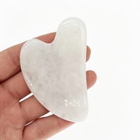 Pierre de Gua Sha en Jade Blanc Naturel en Forme de Cœur, Planche de Massage Facial, Outil de Soin de la Peau, Grattoir, Logo Personnalisé pour Usage Commercial