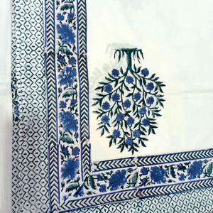 Luxury Eco-Friendly Home Decor Customized Woven Floral Modern Indian 100% Soft Cotton Hand Block Printed Table Cover - Product Image 2