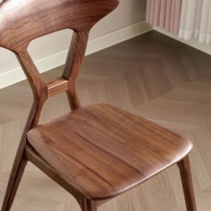 Nordic Style Solid Wood <b>Dining</b> <b>Chair</b> Walnut Color Modern Design For <b>Dining</b> Room - Product Image 4