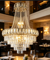 Lustre moderne RHD en cristal K9 doré à LED, style hôtel de luxe pour maison et villa, alimentation CA, télécommande, éclairage brillant