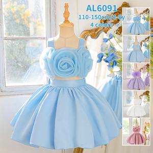 Abito da Principessa Rosa per <span class=keywords><strong>Bambina</strong></span>, <span class=keywords><strong>Vestito</strong></span> da Festa con Fiori per <span class=keywords><strong>Compleanno</strong></span>, Realizzato in Chiffon con Scollo Tondo - Product Image 5