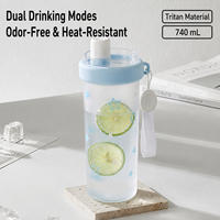 Nouvelle gourde personnalisée style Ins, grande capacité avec paille, gourde portable de haute qualité pour filles, en Tritan