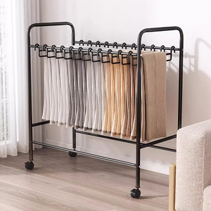 Porte-pantalons vertical grande capacité anti-plis pour chambre à coucher avec 25 crochets et roulettes verrouillables mobiles - Product Image 4