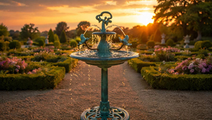 Fontaine d'eau extérieure solaire écologique Verdigris à plusieurs niveaux, avec <span class=keywords><strong>statue</strong></span> de fille sous un parapluie, en résine résistante aux intempéries, sur piédestal, pour <span class=keywords><strong>jardin</strong></span> et bain d'oiseaux - Product Image 4