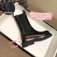 겨울 스노우 부츠 미드 카프 첼시 부티 여성 키높이 레트로 브리티시 플러시 플리스 안감 통기성 방수 보온