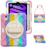 Casing Tablet Silikon Lembut Anti Benturan untuk Apple iPad Mini 6 /Mini 7 dengan Tali Bahu dan Penyangga Putar