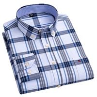 Ventes directes d'usine chinoise hommes chemises Oxford à manches longues lâche décontracté affaires robe formelle sans fer Stretch chemise à carreaux