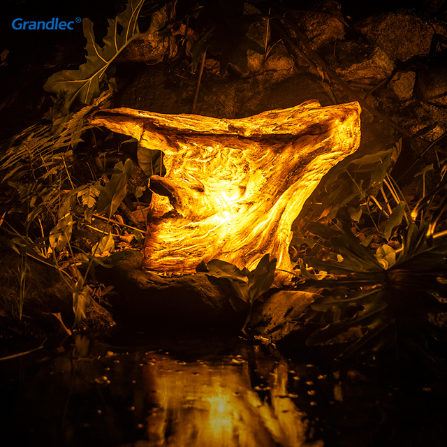 Solar Resin Fiberglass Crafts Garden Lighting Landscape Stump Lamp for Lawn Decoration
