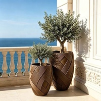 Pots à fleurs en ciment légers et durables de style américain, motif tissé, pour une utilisation en extérieur, en intérieur, dans les villas, sur les terrasses et dans les jardins