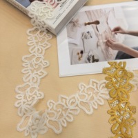 Nouvelle dentelle guipure en laine douce et moelleuse, à franges, soluble à l'eau, pour vêtements, accessoires, chemises pour hommes et femmes