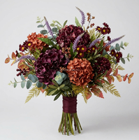 Bunga Sutra Hydrangea Sintetis Baru Buket Merah Mawar Dahlia Buatan Daisy Palsu Gerbera Cosmo Cattleya Freesia untuk Dekorasi Rumah