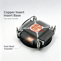 Enfriador de CPU de Bajo Perfil G20H 9015-20H 4500 RPM 4 Pines PWM con Doble Rodamiento de Bolas, Disipador de Calor con Base de Cobre de 125W TDP para ITX HTPC PC Industrial