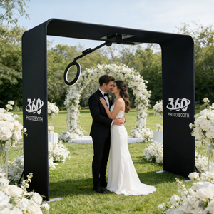 Machine de photomaton Sky Video <span class=keywords><strong>360</strong></span> avec plateau rotatif supérieur pour selfies, support <span class=keywords><strong>360</strong></span> et rotation avec treillis et moteur - Product Image 1