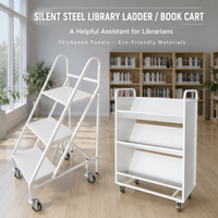 HAUMR Chariot de rangement roulant moderne en acier à 2 ou 3 niveaux pour bibliothèque, école et bureau