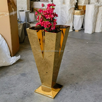 Vas Bunga Mewah Stainless Steel Grosir Ukuran Besar Warna Rose Gold Pot Bunga Planter Tanaman Bunga Dekorasi Rumah Taman