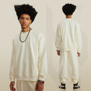 H5427カスタムロゴグラフィックパターン高品質440グラムコットンブレンドフレンチテリー裏地クルーネックブランクスウェットシャツ - Product Image 4