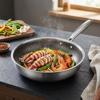 Poêle à frire alvéolée en acier inoxydable 304 de qualité alimentaire, 3 couches, 24, 26, 28, 30, 32 cm, antiadhésive et testée LFGB FDA