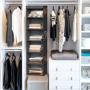 6 <b>Shelf</b> Hanging Closet Organizer Dark Gray Fabric Storage For Behind Door Wall Use - Product Image 2