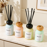 Bouteilles de diffuseur en verre de luxe vides 120 ml, capacité personnalisable, bouchon en bois coloré, sérigraphie, ensemble complet