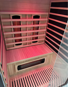 Aokingwin 2 شخص كامل الطيف ساونا الأشعة تحت الحمراء مع العلاج بالضوء الأحمر النقش البخار الجاف للاستخدام في صالة الألعاب الرياضية الشوكلوك الخشب الصلب - Product Image 3