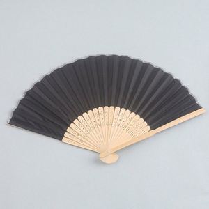 Abanico Plegable de Mano Negro, Tela de Seda Sintética, Estilo Arte Folclórico de Bambú Pintado, Recuerdos para Bodas, Regalos para Baby Shower, Bolsas de Regalo - Product Image 2