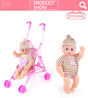 Juguetes de silicona sólida de cuerpo completo para niños, kit de muñecas con carrito de hierro, carrito de bebé, 12 en la moda