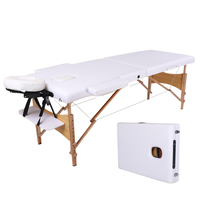 Table de massage pliable traditionnelle en bois de hêtre, réglable, en cuir PU durable, facile à transporter, éponge haute densité pour salon de beauté