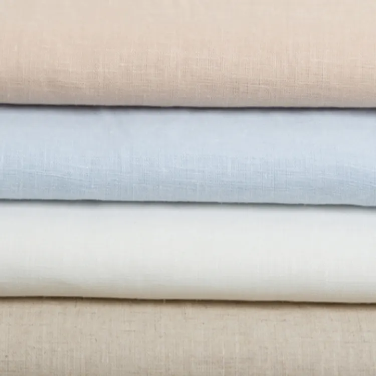 Summer soft lightweight breathable linen fabrics men shirt women cloth roll 55 linen 45 cotton fabric blend cotton linen fabric