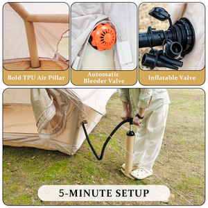 OE HOME Inflatable Foldable Glamping Tent with Pump 4-6 Persons 4-Season Water Resistant Oxford Fabric 12 <b>Mesh</b> <b>Window</b> - Product Image 6