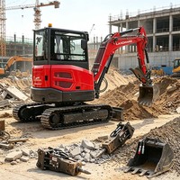 Livraison Gratuite Mini-Excavatrice 3,5 Tonnes EPA Euro 5, Moteur Puissant, sur Chenilles, pour Usage Agricole, Petite Excavatrice 1T 2T, Machine Domestique