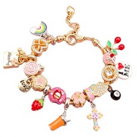 Groothandel DIY Geknoopte Schattige Kersen Aardbei Zwarte 8 Armband Wolk Taart Donut Hart Mode Sieraden