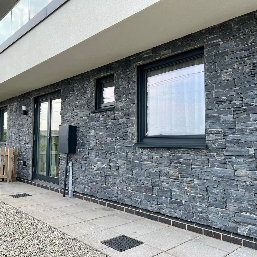 Black Slate Facade Stone Veneer Home Decor Culture Stone Cladding Exterior 3D Wall Panel Carbon Slate Faux Stone Wall Panel