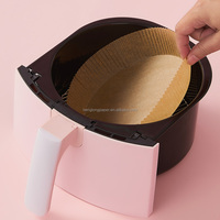 50 pièces de doublures en papier alimentaire jetables de 16 cm, rondes, antiadhésives, résistantes à l'huile, avec revêtement en silicone, pour friteuse à air, cuisson, pâtisserie et rôtissage