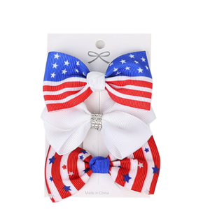 Noeuds de cheveux faits à la main de haute qualité personnalisés pour le 4 juillet, accessoires pour cheveux pour filles, pour la fête de l'indépendance, rouge, blanc, bleu marine - Product Image 1