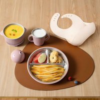 Assiettes à dîner pour bébé en acier inoxydable faciles à nettoyer avec forte aspiration incassable micro-ondes 304 vaisselle en acier inoxydable