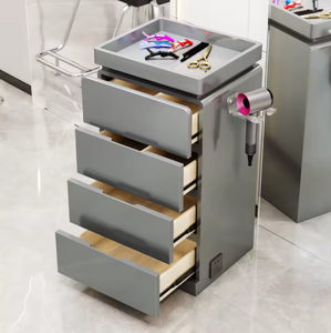 Meubles de salon de style moderne, postes de travail pour salon de coiffure, armoire de rangement en bois avec tiroir pour coupe de cheveux, armoire de barbier - Product Image 2