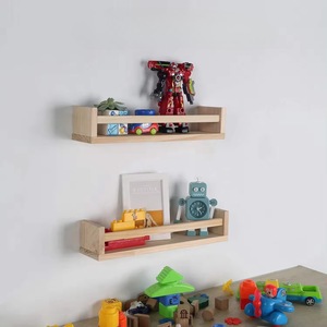 Wooden <b>Wall</b>-<b>Mounted</b> Storage Rack Rectangle White Solid Wood Country Style For Office Bathroom <b>Shelf</b> - Product Image 4