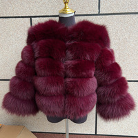 HUA QIU MEI SI Vente en gros de vestes en fourrure véritable pour femmes, veste courte en fourrure de renard véritable marron chocolat pour femmes