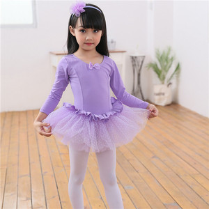 Abito da ballo a maniche lunghe economico in cotone per <span class=keywords><strong>ballerina</strong></span> con <span class=keywords><strong>tutù</strong></span>, costume da palcoscenico per ragazze - Product Image 4