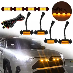 4pcs Amber Yellow Led Light Offroad Car Grille Led Light Pickup Truck Front Hood Led Running Light For Ford Raptor Toyota Tacoma