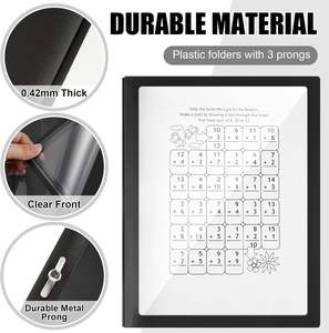 Protège-documents avec attaches à 3 griffes, dossiers de présentation transparents, porte-documents à fenêtre pour documents papier, école et bureau - Product Image 3