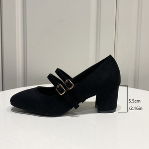 รองเท้าส้นเตี้ยหนังกลับสำหรับคนตัวเล็ก สไตล์ใหม่รับฤดูใบไม้ผลิ ดีไซน์เรียบหรู ปากตื้น รองเท้าผู้หญิงไซส์ใหญ่ - Product Image 6