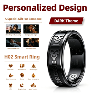 Dark Theme H02 <b>Android</b> and Ios Stress Sleep Fitness Monitor Health Activity Tracker Smart Ring for With Charger <b>Box</b> Romantic Des - Product Image 3